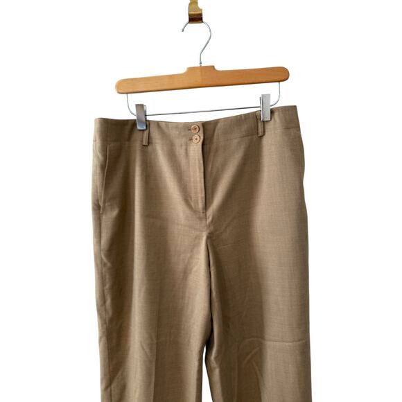 Talbots Wide Leg Italian Stretch Wool Pants Tan 12P - Picture 2 of 5